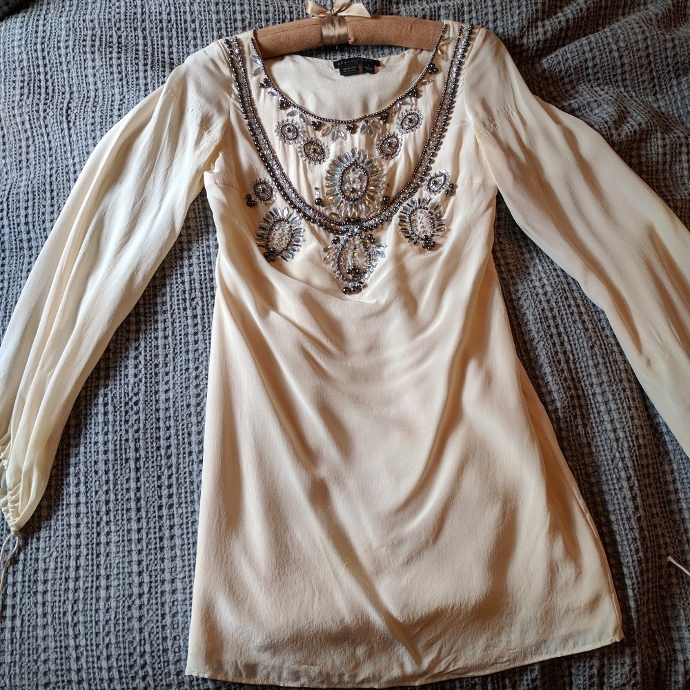 100% silk cream dress size small